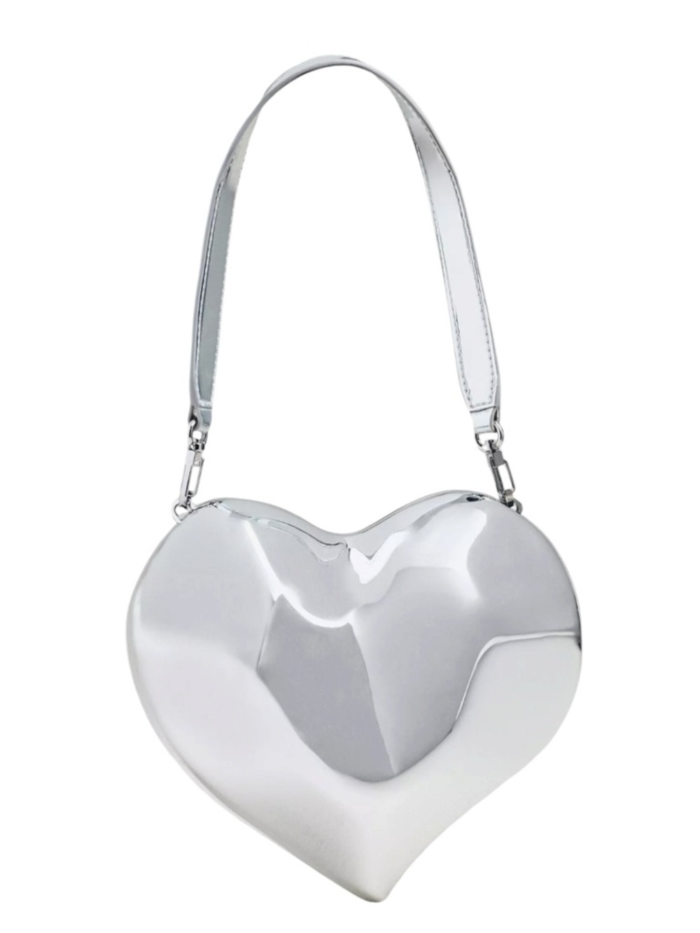 Simon Miller Silver Molded Heart Bag Metallic Shoulder Crossbody - Picture 2 of 14